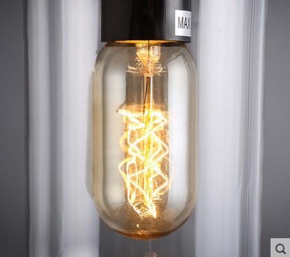 Glass and wood pendant with Edison bulb