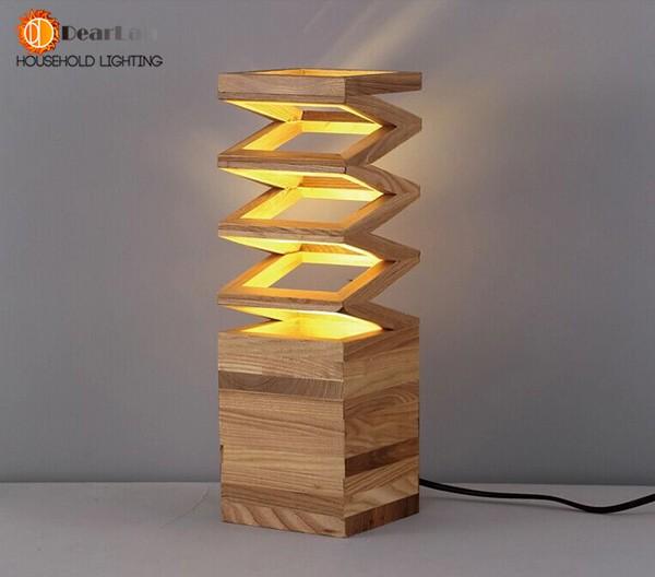 Small wooden table lamp