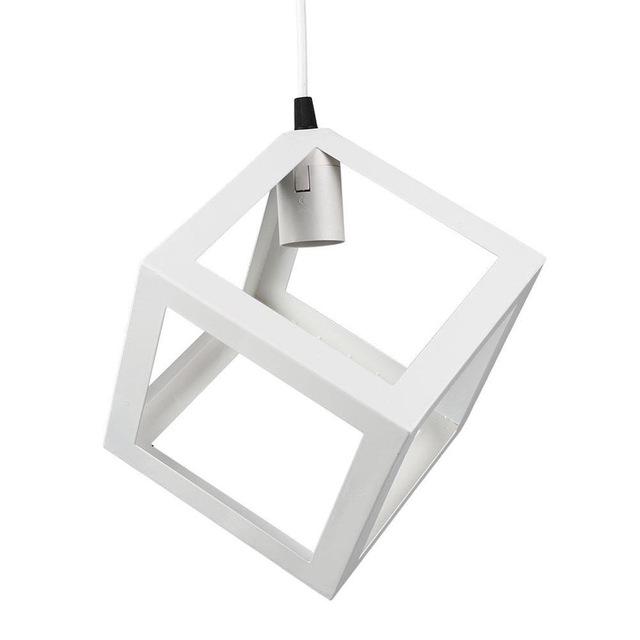 E27 Bulb Cage Abajur Guard Ceiling Pendant Square Shade Light Cafe Lampshade W/Cable Lampshade