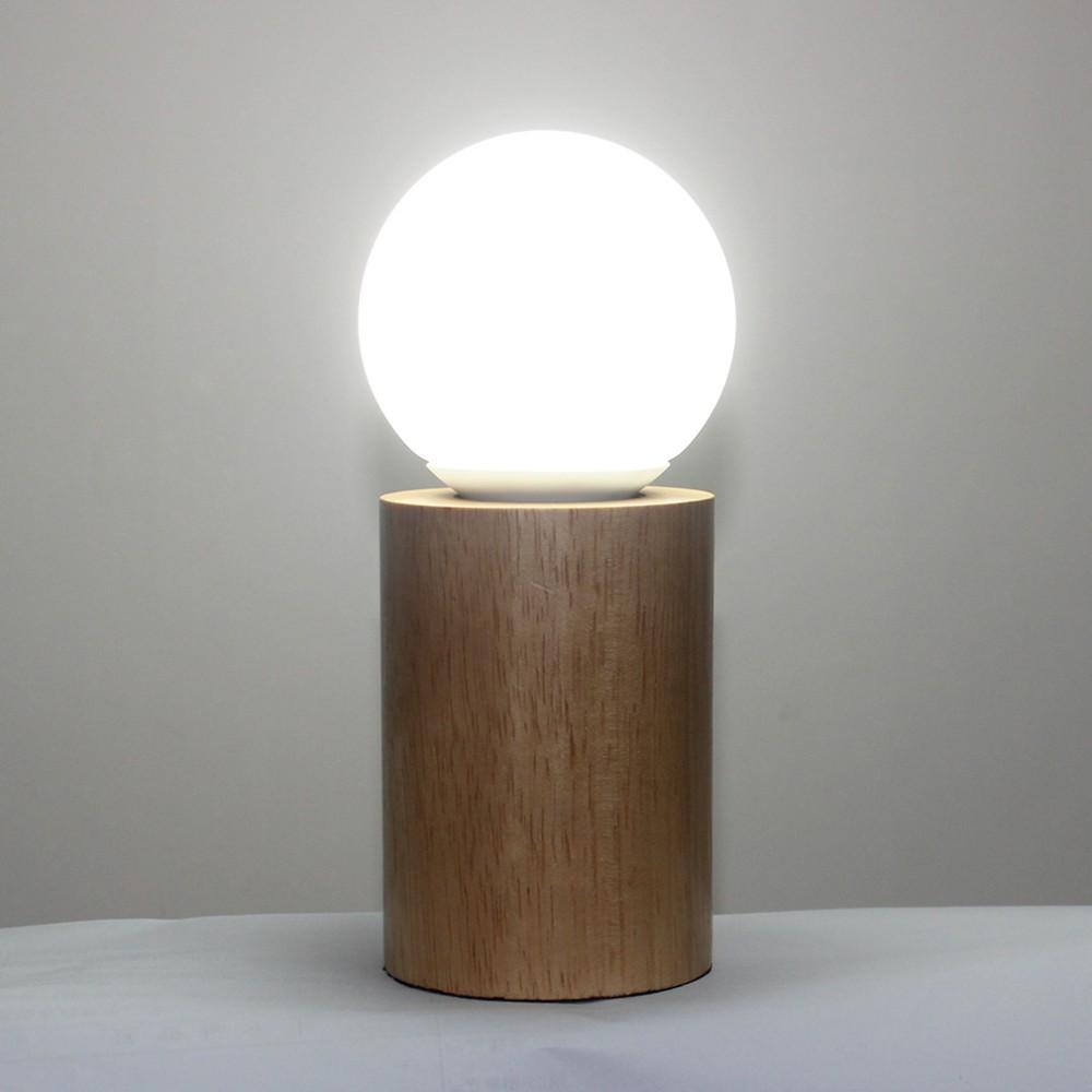Wood block table lamp