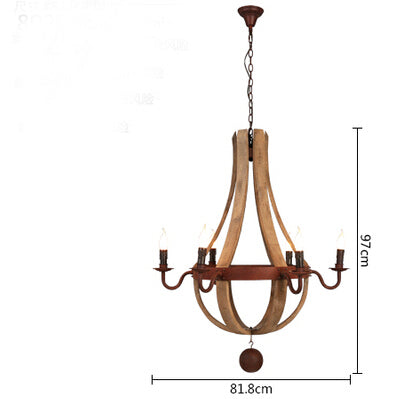Wrought Iron and wood chandelier
