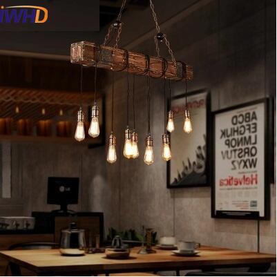 Industrial looking chandelier with string lights