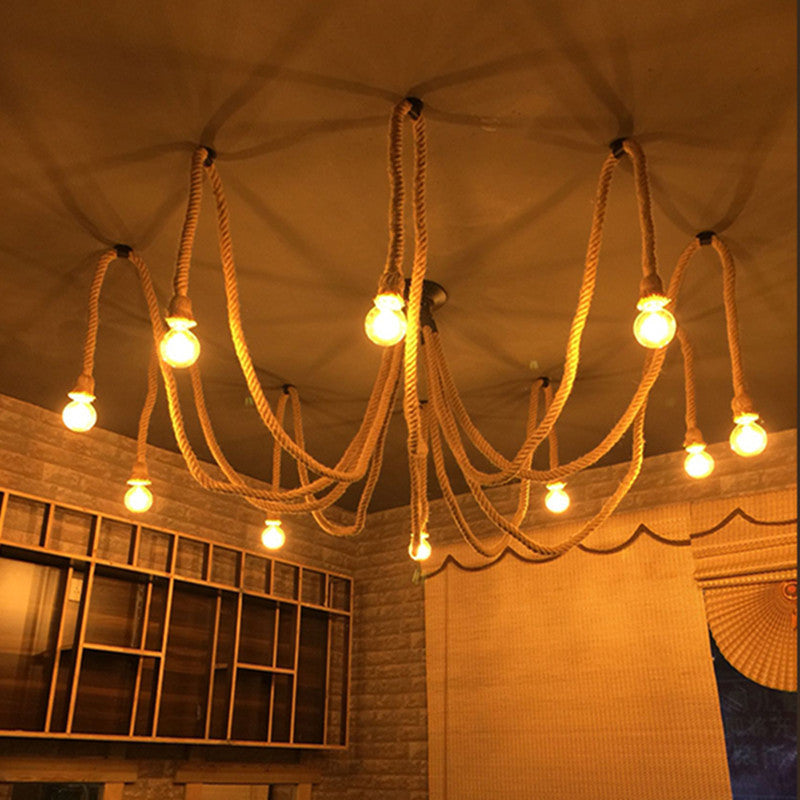 Single or Double vintage rope pendant light