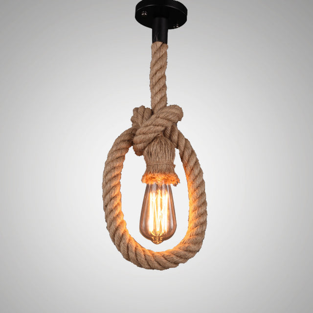 Single or Double vintage rope pendant light