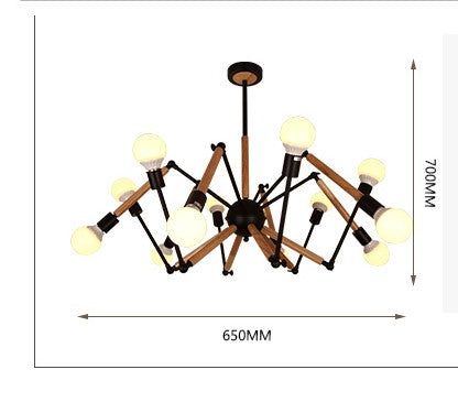 Wooden spider LED Pendant Lamp