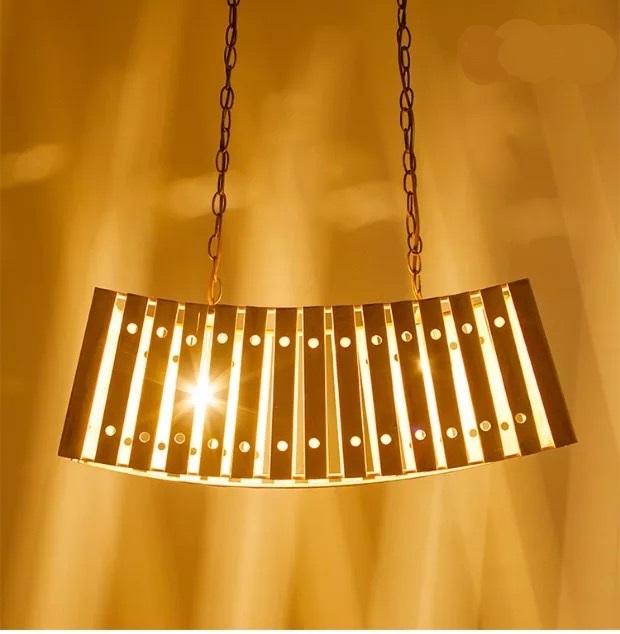 Solid wood and bamboo long pendant light
