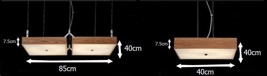 Modern square wooden LED pendant light