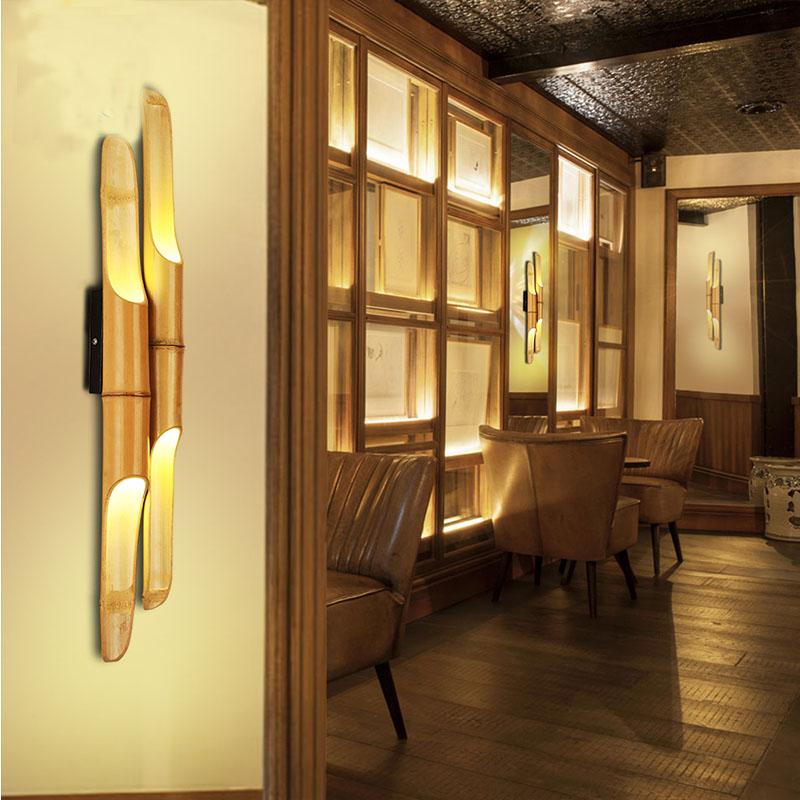 Japanese bamboo wall lamp Modern Wall LampsLED lamp Original antique teahouse restaurant Aisle pendant light ZA627 ZL124