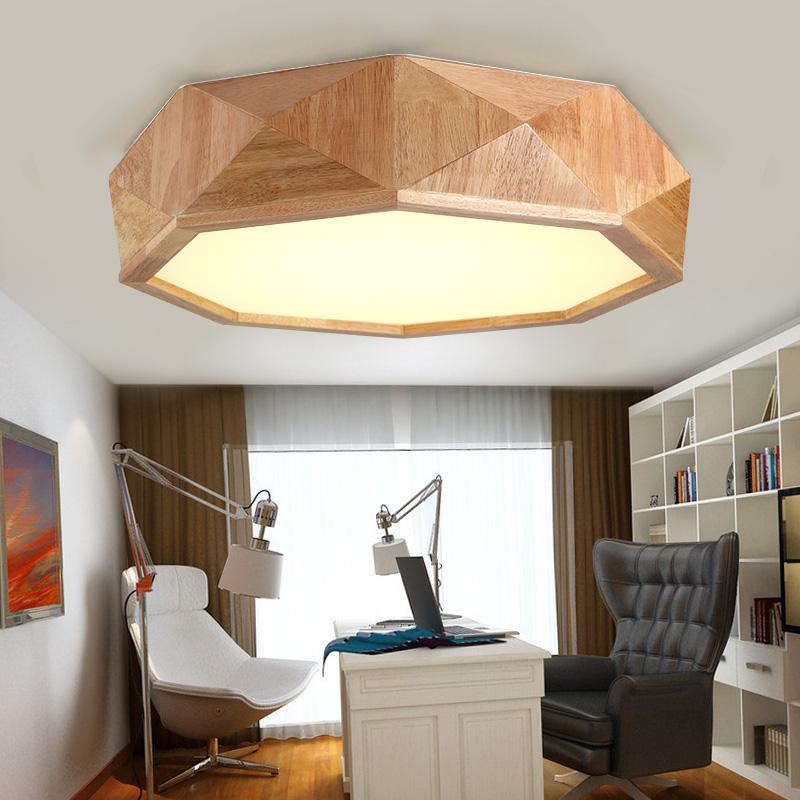 Solid wood octagon ceiling light