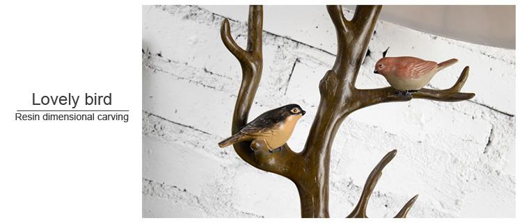 Tree and birds wooden table lamp