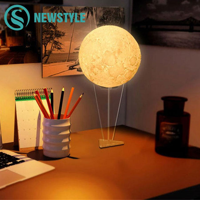 Creative 3D Print LED Moon Night Light RGB LED Moon Lamp Novelty Light for Bedroom Bookcase Home Decoration Christmas Gift