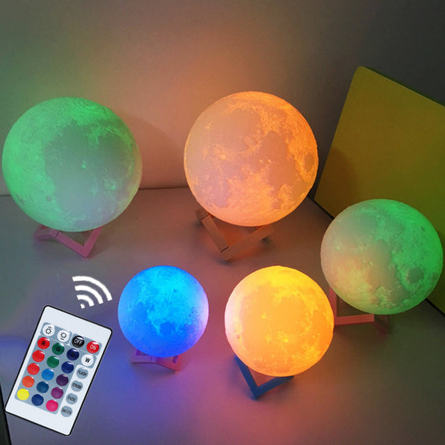 Remote control 3D moon light - 7 colours