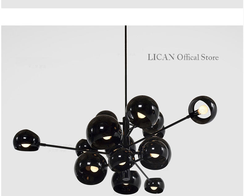Lican molecular hanging light in black or white