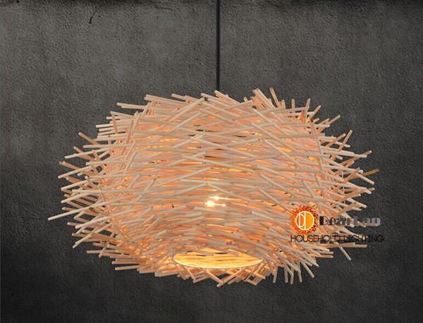 Artistic wooden nest pendant light