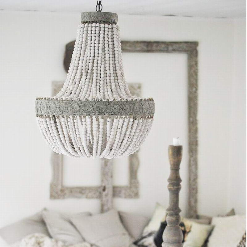 Rustic Chandelier with wooden beads